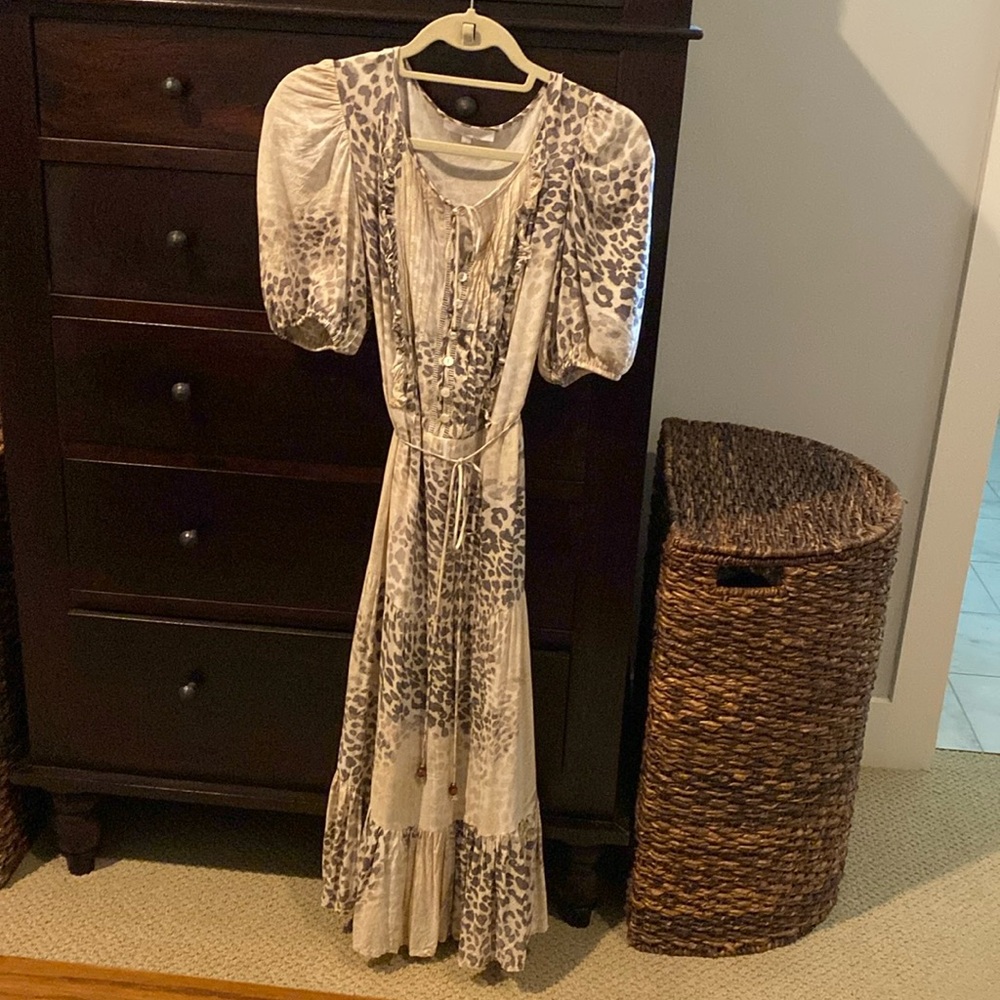 Dress size small, 44” length, Olivaceous brand